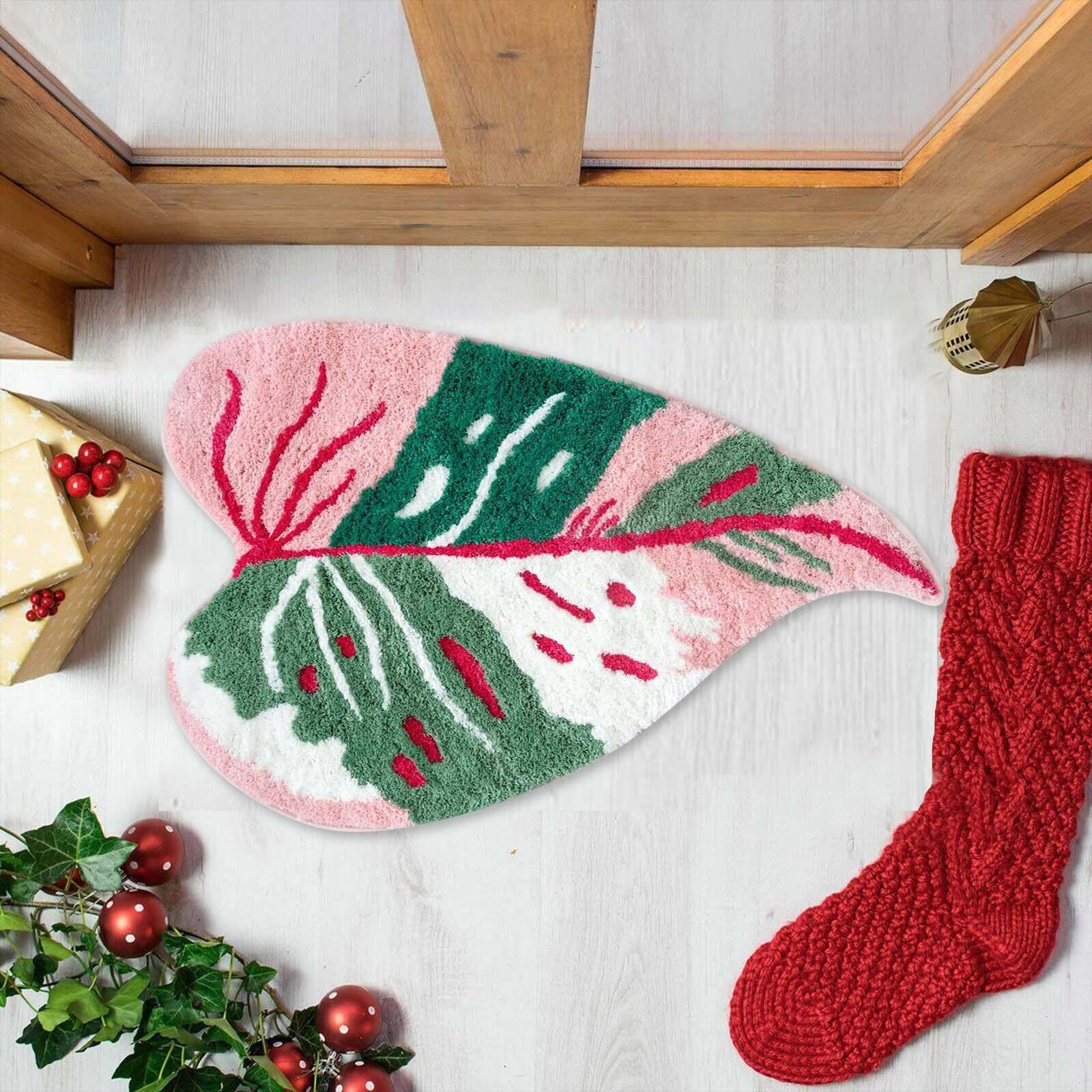 Неправильный Растение Монстера Лист Вязаный Ковер Плюшевый Тропический Лист Ковер для Гостиной Зеленая Монстера Пушистый Коврик для Ванной One Size