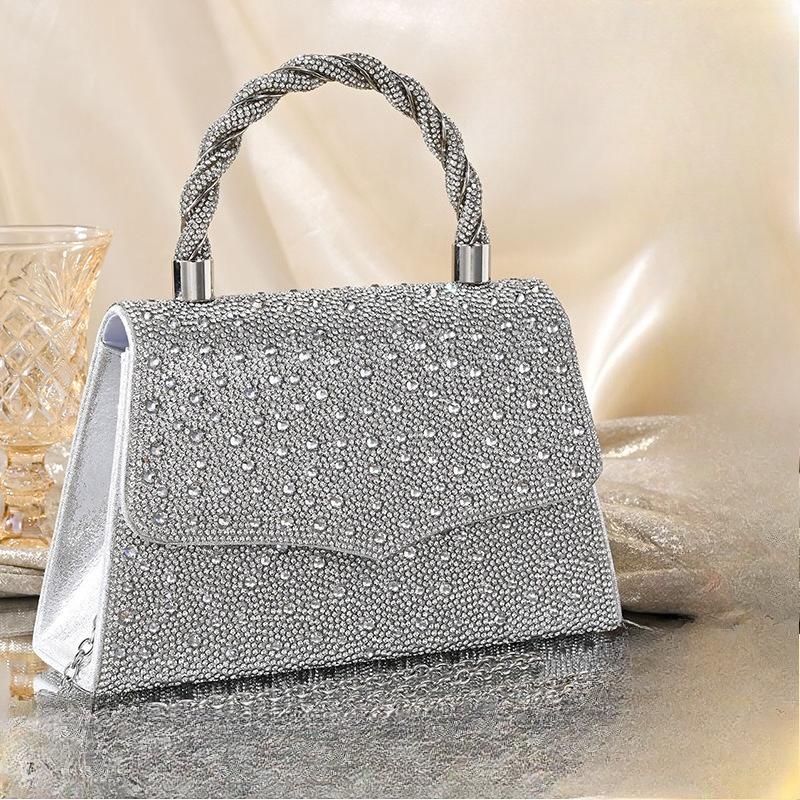 Fashion Rhinestone Evening Bag Women Handbags Sequins Glitter Clutches Wedding Purses Female Shoulder Crossbody Tote Handbags