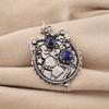 Natural Lapis Lazuli Gemstone 925 Sterling Silver Jewelry Chain Pendant 1.9" For Women CP-44-30