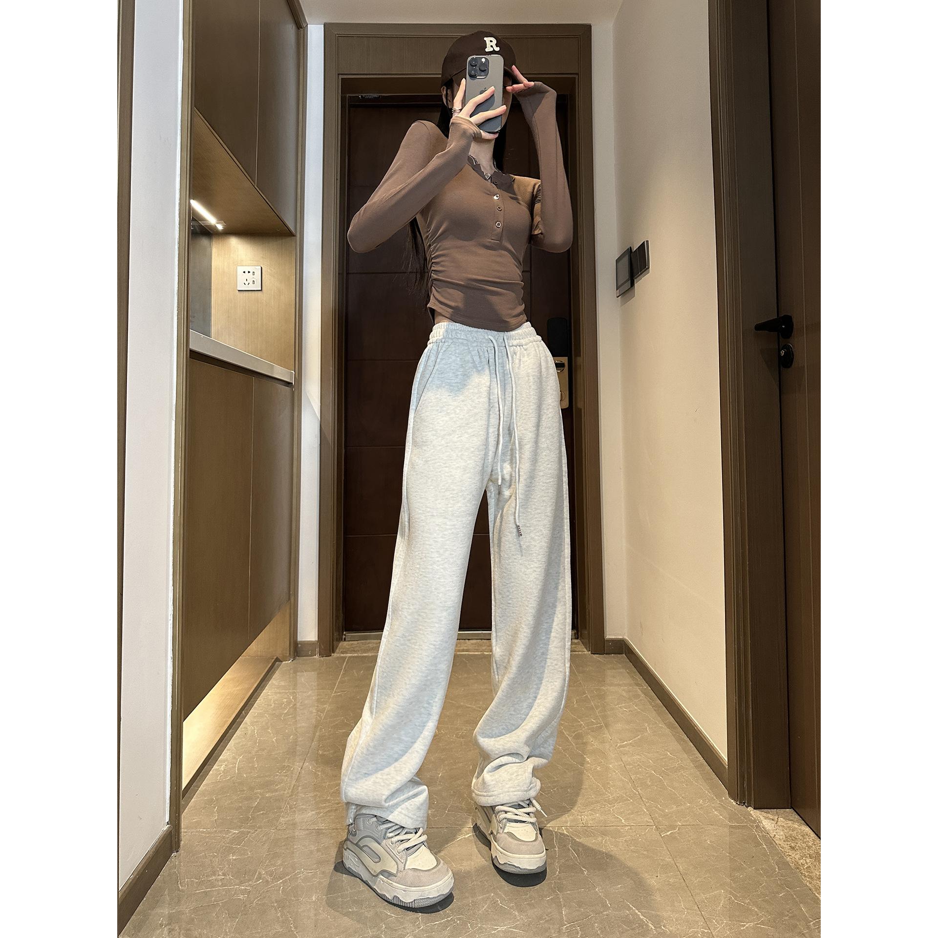 

Спортивные брюки Wind Plus Velvet для женщин на осень и зиму, утолщенные, свободные, облегающие, повседневные и универсальные, завязывающиеся на шнурок, широкие брюки XL