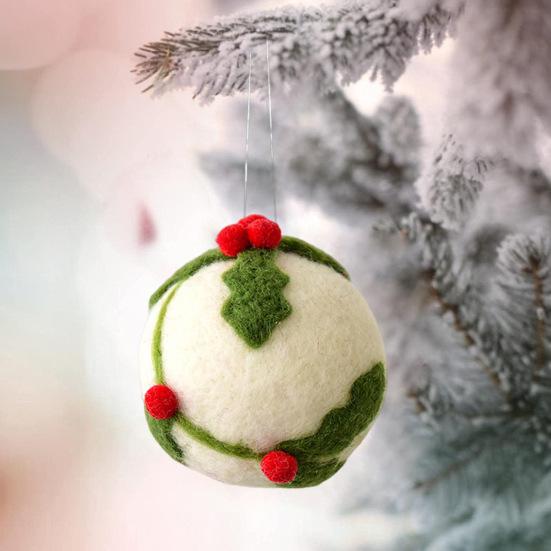 Wool Ball Christmas Ornament Handmade Felt Balls Christmas Tree Hanging Ornaments for Vintage Xmas Holiday Farmhouse Party Decor