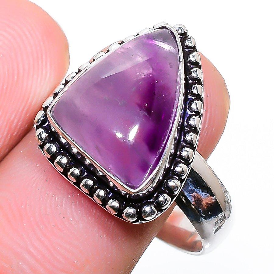 Sage Amethyst Gemstone Handmade 925 Sterling Silver Jewelry Ring Size 9
