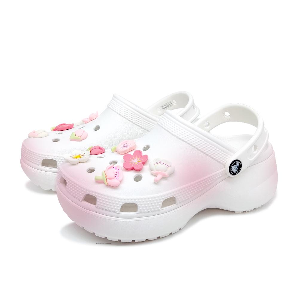 Crocs Classic Platform Clog Aoyama Cute Cherry Blossom Simple and Versatile Cloud Fashion Trend Casual Hole Shoes Women's White