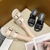 Women's Summer Square Buckle Slippers: Non-slip, Versatile for Indoor & Outdoor Wear