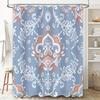 Blue White Orange Flower Waterproof Shower Curtain for Bathrooms Decorative Fabric Shower Panels Home Improvement Accessories