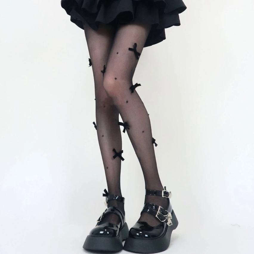 

Женские сексуальные вельветовые колготки с бантом, модные прозрачные шелковые чулки с жемчугом, японская форма JK, милые колготки с бантом, кавайные носки Лолиты One Size