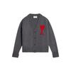 AMIPARIS Love Heart Logo Embroidered V-Neck Knitted Cardigan Sweater Unisex Sweater UKC002018-084