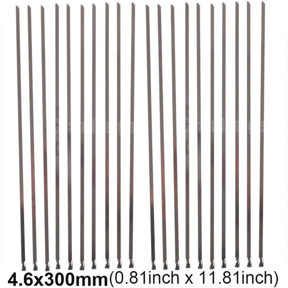 20Pcs New 4.6mm 304 Stainless Steel Cable Ties Heavy Duty Exhaust Wrap Cable Zip Tie Metal Multi-Purpose Locking Ties