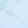 Su Chuang S925 Silver Moon & Star Tassel Necklace: Rhinestone-Inlaid Crescent Collarbone Chain for Women, Light Luxury Design
