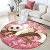 Floral Cat  Round Area Rug,Carpet Rug for Living Room Bedroom Sofa Playroom Decor,Non-slip Floor Mat