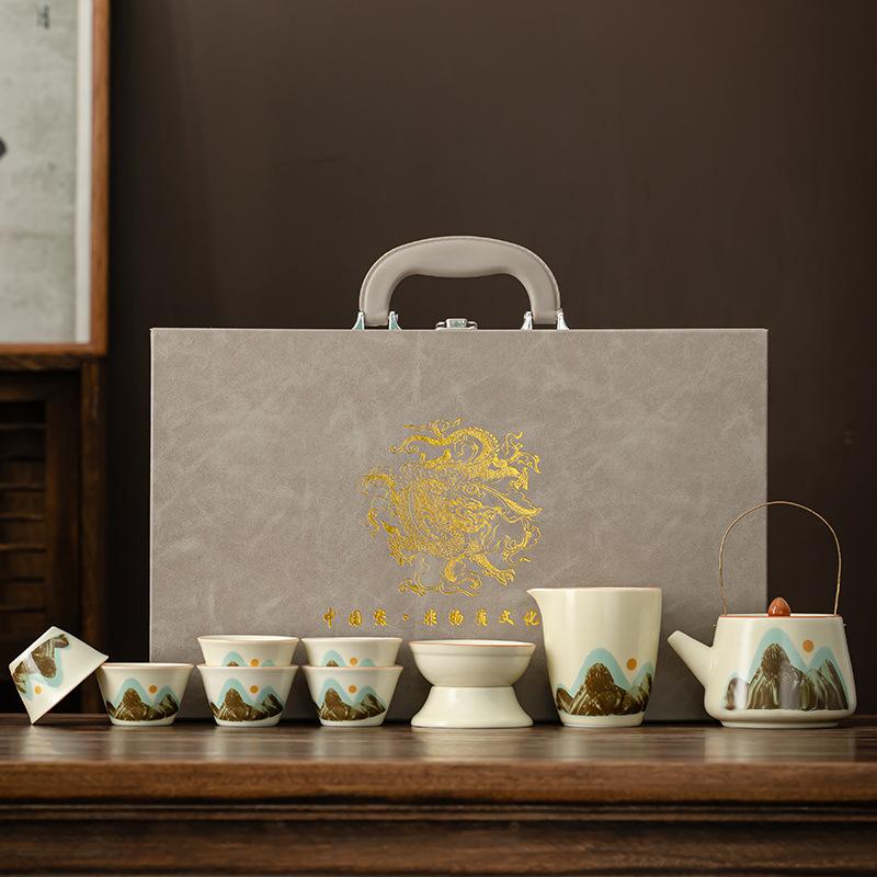 

Набор люкс с чайным подносом керамика можно открывать Жуская печь Циншань чайный набор