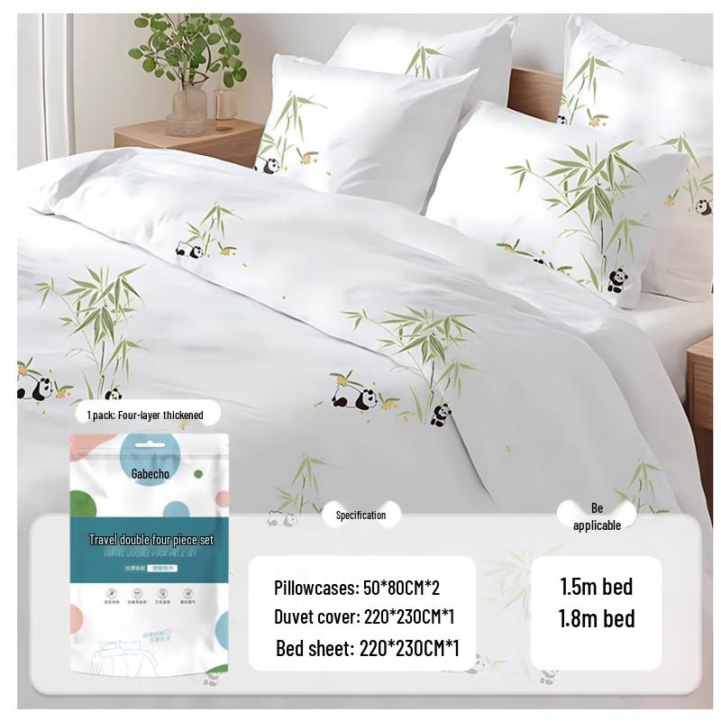 Bamboo Panda Disposable Double Travel Bedding Set