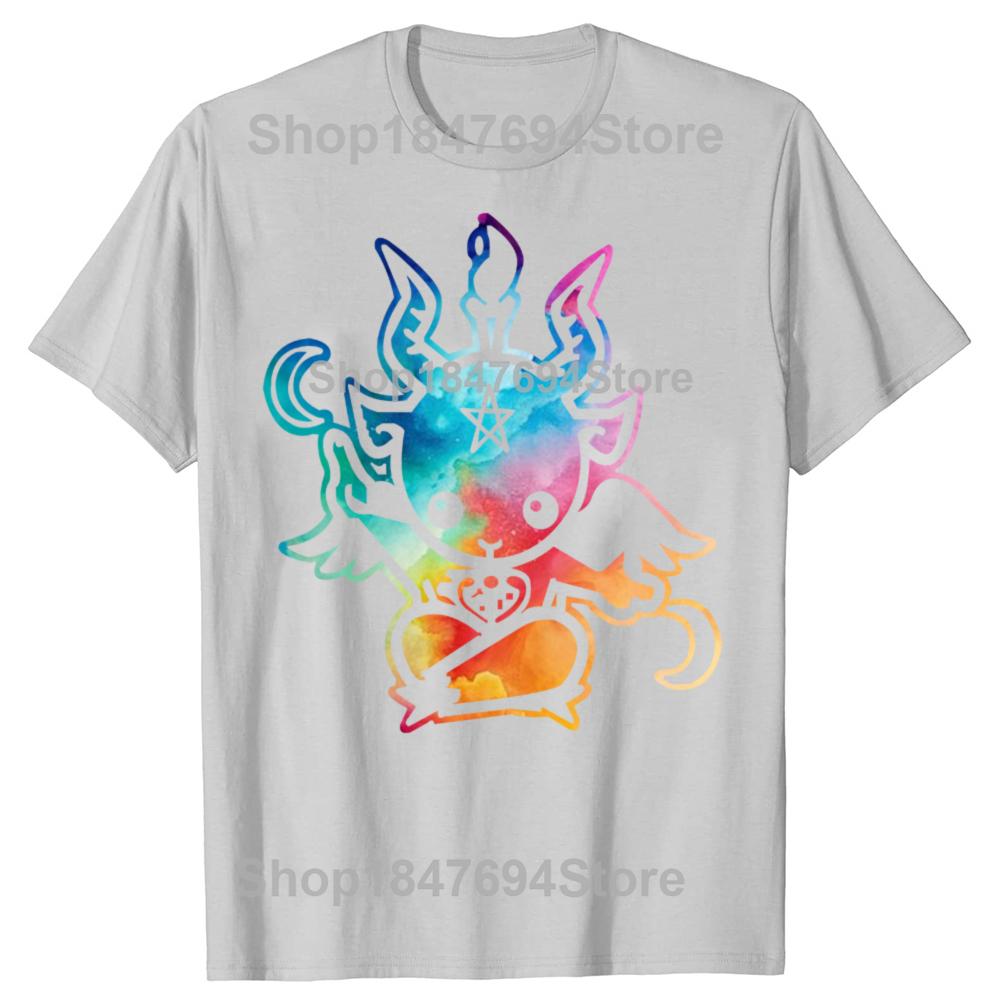 New Summer Style Satanic Goat Baphomet Cartoon T Shirt Men Cotton Short Sleeve Printed T-shirt Brand Tshirt Mens Clothing