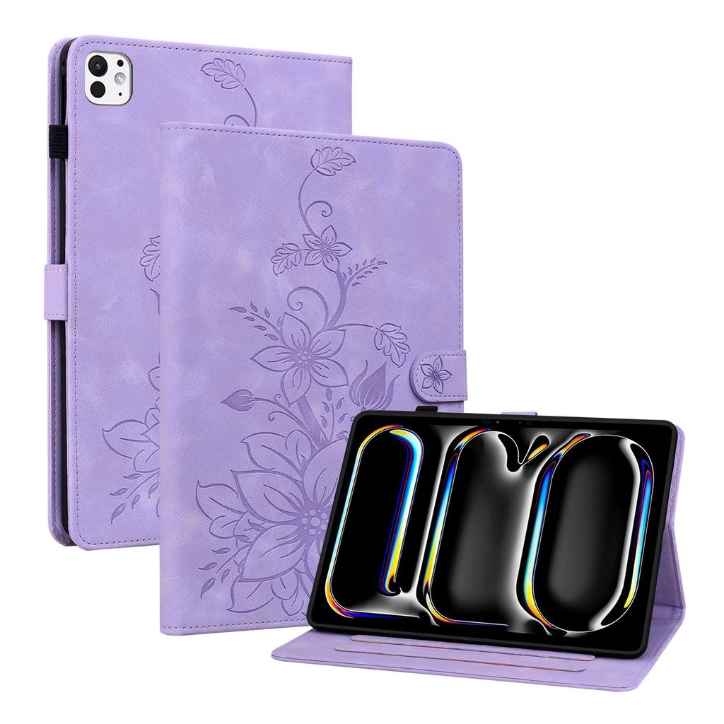 Applicable To iPad Air 13 Inch Tablet Leather Case Samsung Tab S10FEplus Matte Lily Card Holder