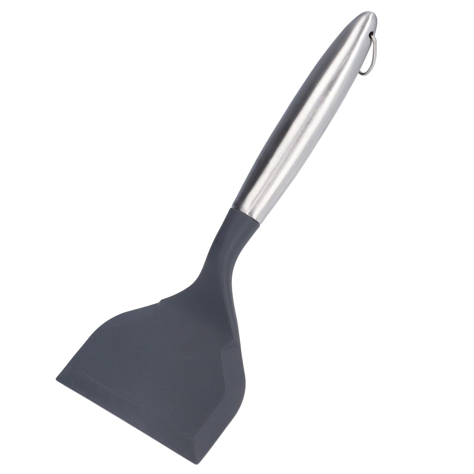 Wide Mouth Frying Spatula Stainless Steel Prevent Sticking Kitchen Cooking Spatula for KitchenGray(304#) L