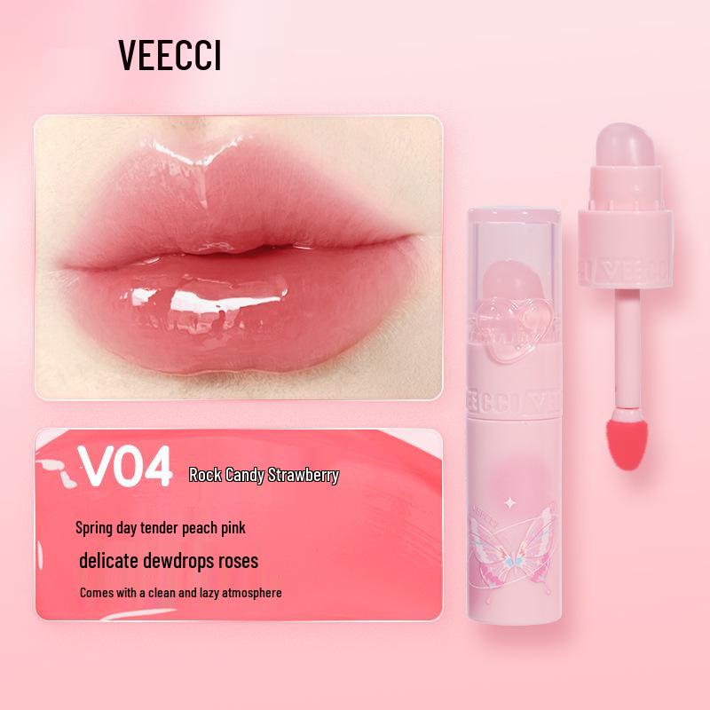 VEECCI Clear Bobo Lip Glaze: Long-lasting, Non-Transfer Double-Ended Lip Gloss.