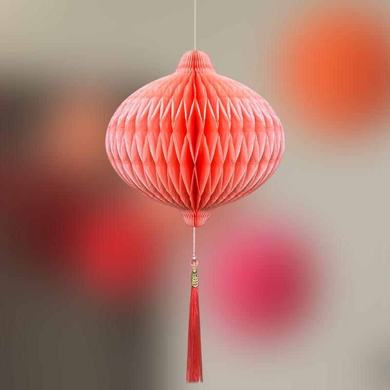 Wedding Décor Set: Honeycomb Balls, Folding Fans & Double Happiness Pendants for Groom's Room