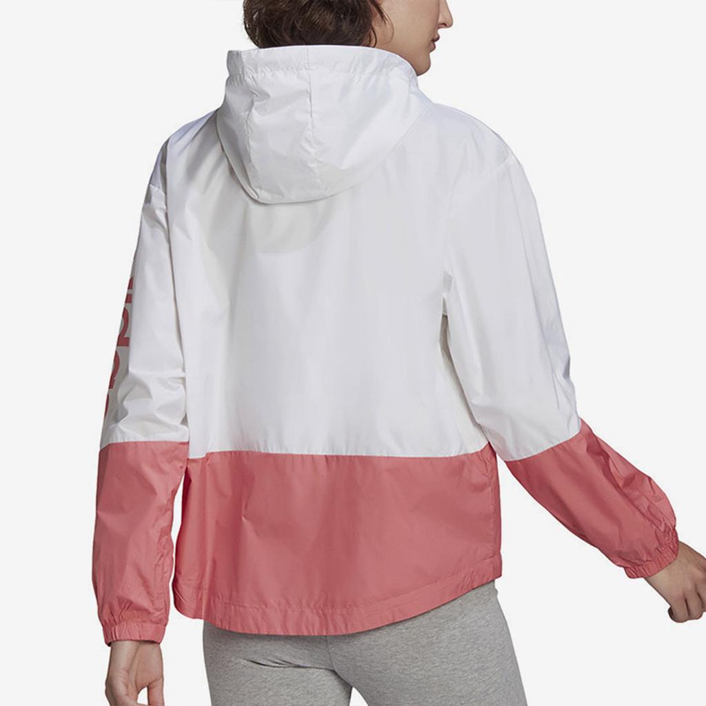 Adidas Logo Print Sports Woven Hooded Jacket Women Jackets White Pink GM5623