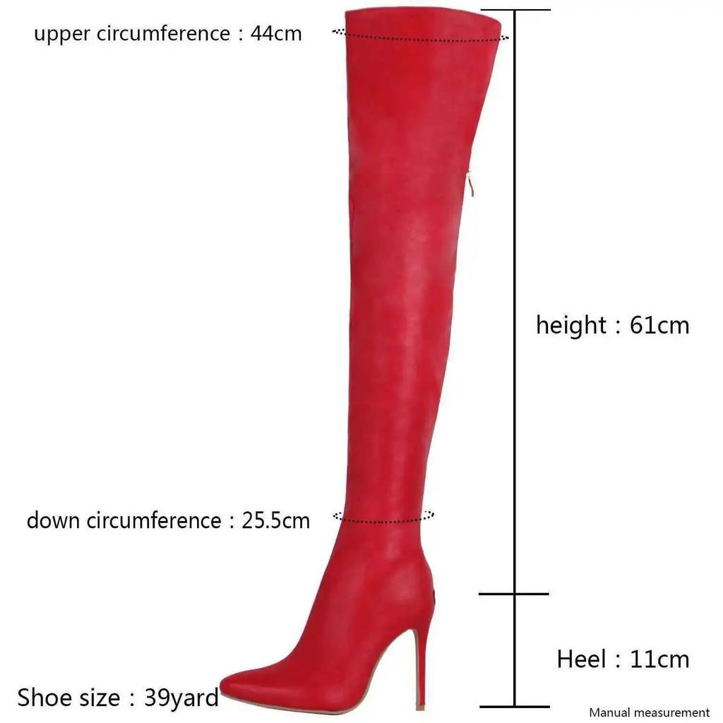 Große Größe 40-46 Damenstiefel Hoher Absatz 11cm Overknee-Stiefel Reißverschluss hinten Mode Persönlichkeitsstiefel