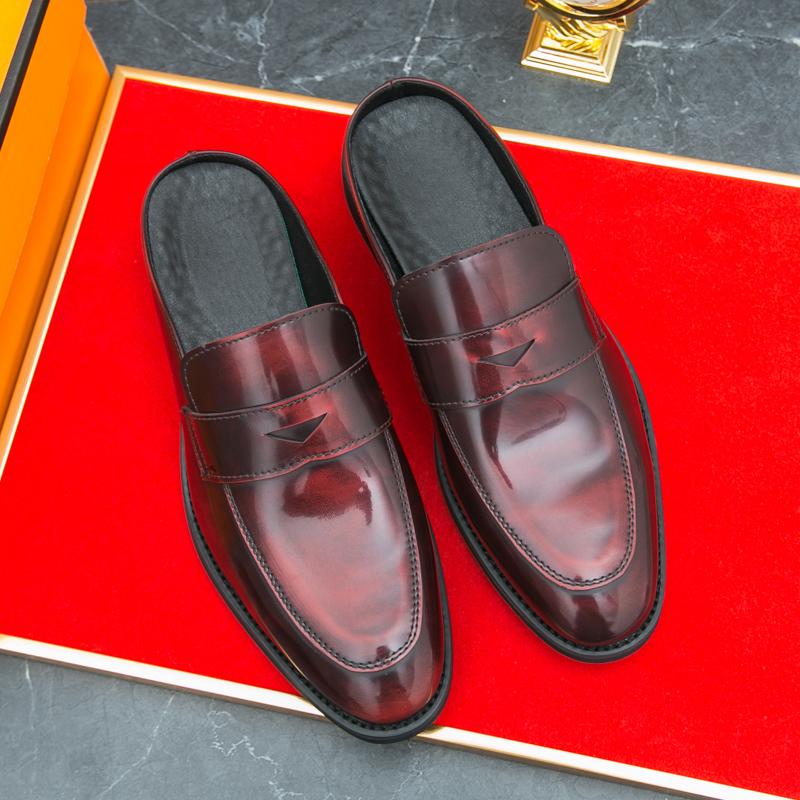 High Quality Designer Men's Red Black Green Sandals Half Sequin Shoes For Men Mules Casual Shoes Penny Loafter Loafers Slippers