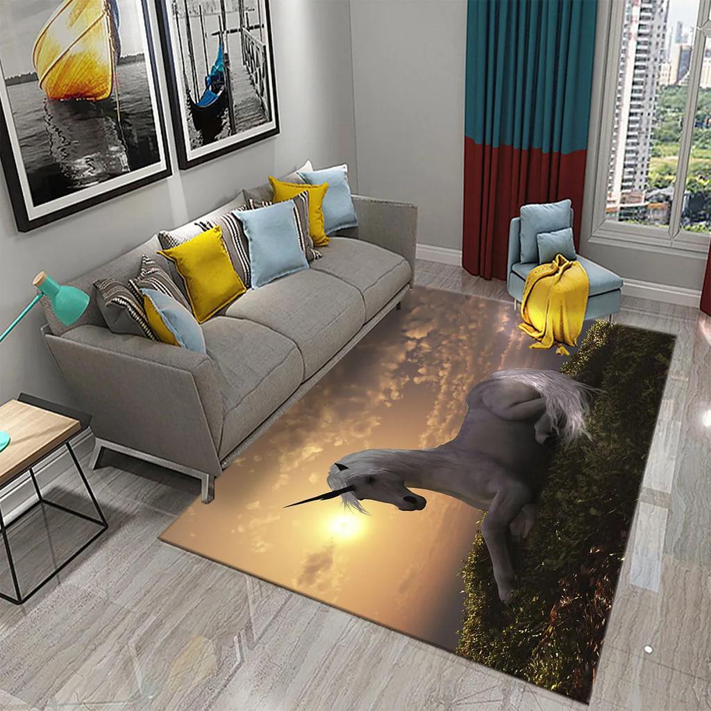 Cartoon Rainbow Cute Unicorn Area Rug Carpet Rug Living Room Children's Room Decor Kids Play Crawl Soft Non-slip Floor Mat Gift