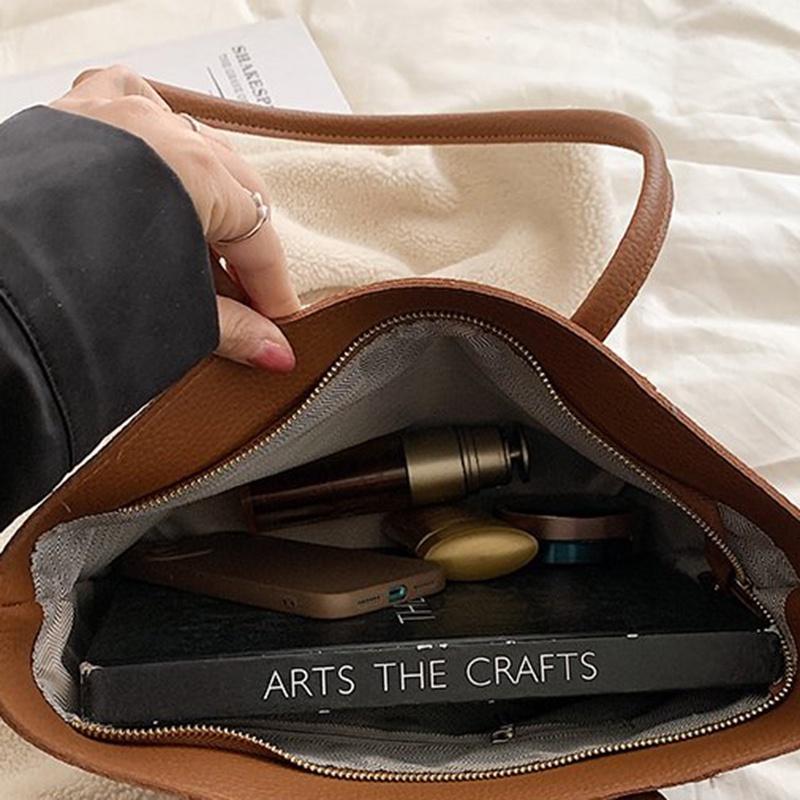 IELGY Простая вместительная сумка-мессенджер в стиле ретро для женщин. коричневый — фото 4