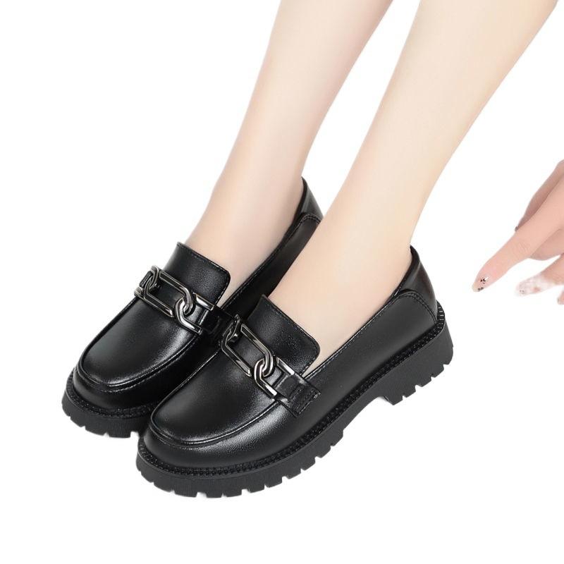 New leather women's single shoes non-slip low-heeled women's shoes fashionable and casual large-size mother soft-soled women's leather shoes
