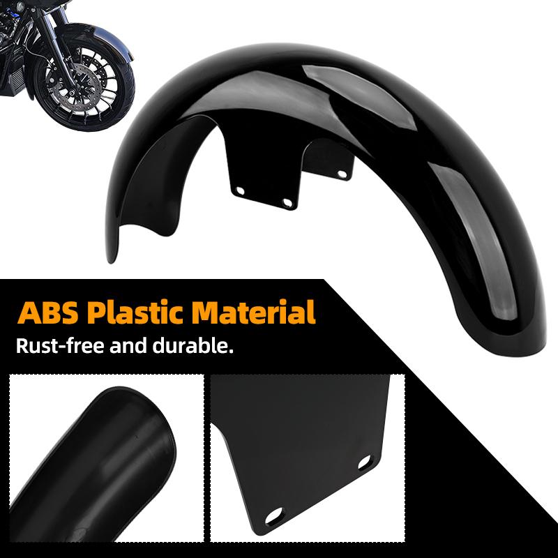 Gloss Black Wrap Front Fender Mudguard 19" 21" 23" For Harley Touring Electra Street Glide Road King Ultra Baggers