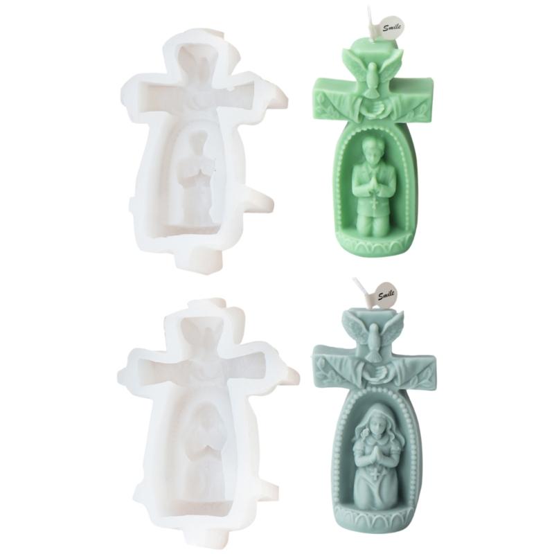 Silicone Mold Church Prayer Boy/Girl Shaped Wax Candle Molds Scented Aromatherapy Making Mould Handmade Ornament