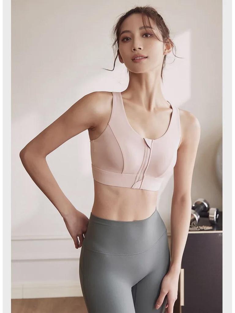 High-Impact Women's Sports Bra - Quick-Dry, Shockproof, Front Zipper, One-Piece Design, Perfect for Running & Yoga