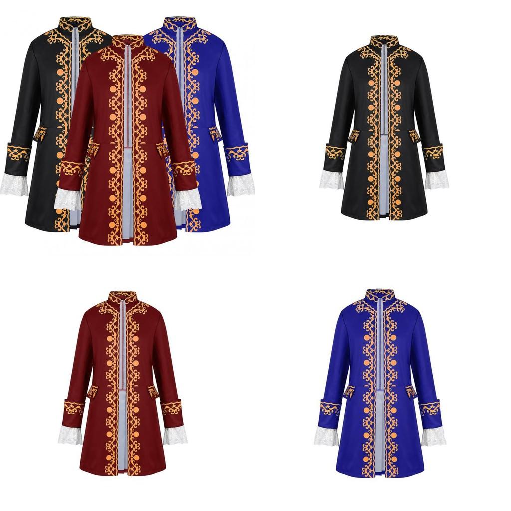 Epic Fantasy Mens Tailcoat Jacket With Stand Collar For Cosplay Events