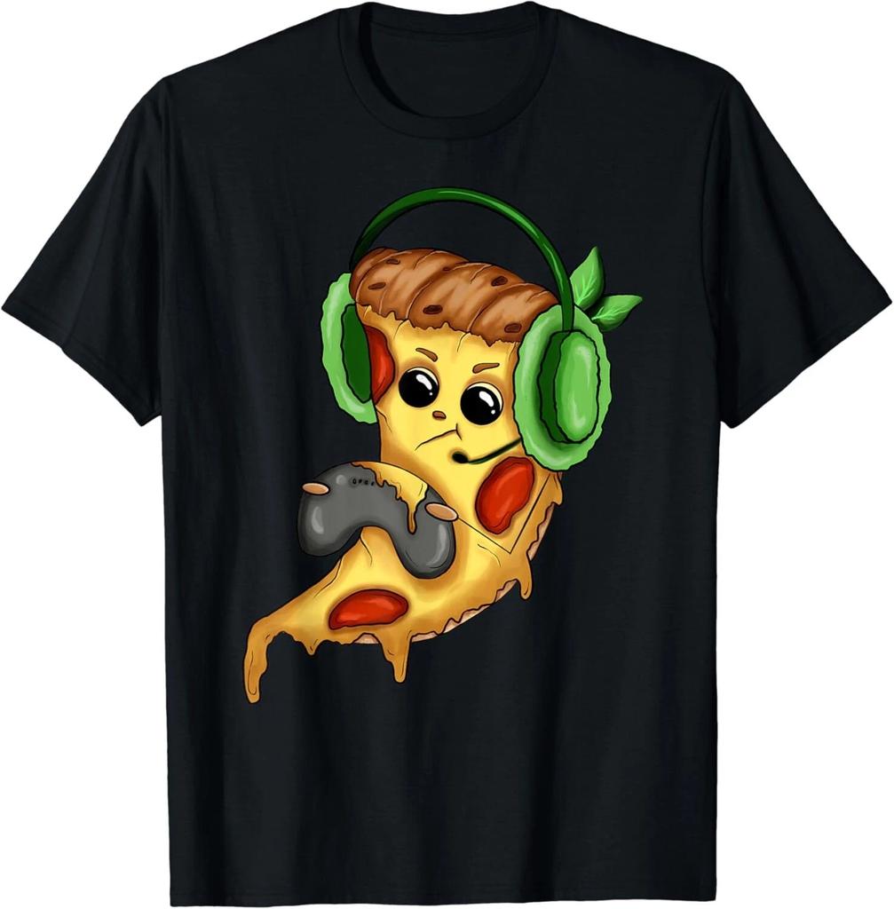 Pizza Gamer Love Play Video Games Funny Controller Headset Gift Unisex T-Shirt
