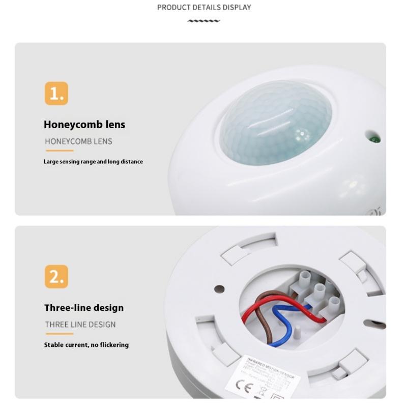 1 Set Ac110-240V Ceiling Mounted Pir Super Slim Motion Sensor Light Switch Human Body Infrared Detector 180 Degree