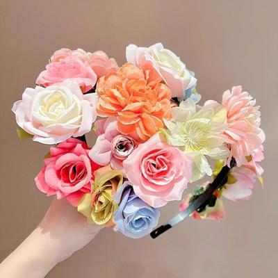 Rutschfestes Blumen-Stirnband für Mädchen, Bequeme, Flexible Haar-Accessoires mit Kunstblumen, Traditionelle Nationale Haarnadel für Hanfu-Party