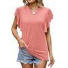 Summer Top for Women Falre Sleeve Loose Solid Color Tees U-neck Short Sleeve T-shirt