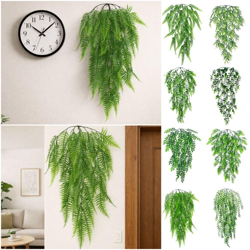 Green Hanging Vine Plastic Fern Grass Wall Hanging Vine Persian Leaf Photo Props Artificial Greenery Plants