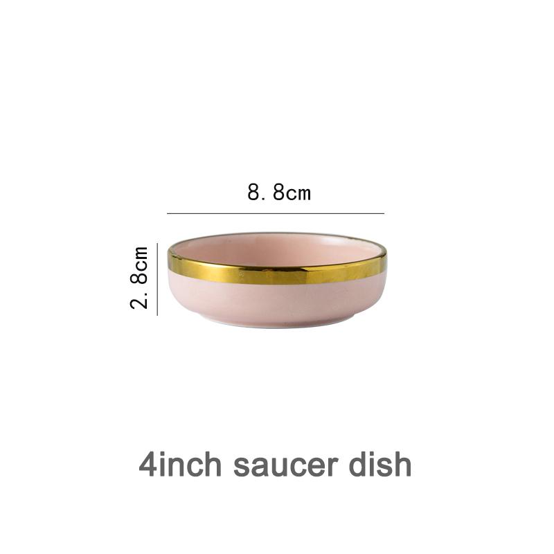 Set di 4 piatti in vetro trasparente con bordo metallico largo 0,5 cm Piatto con bordo dorato
