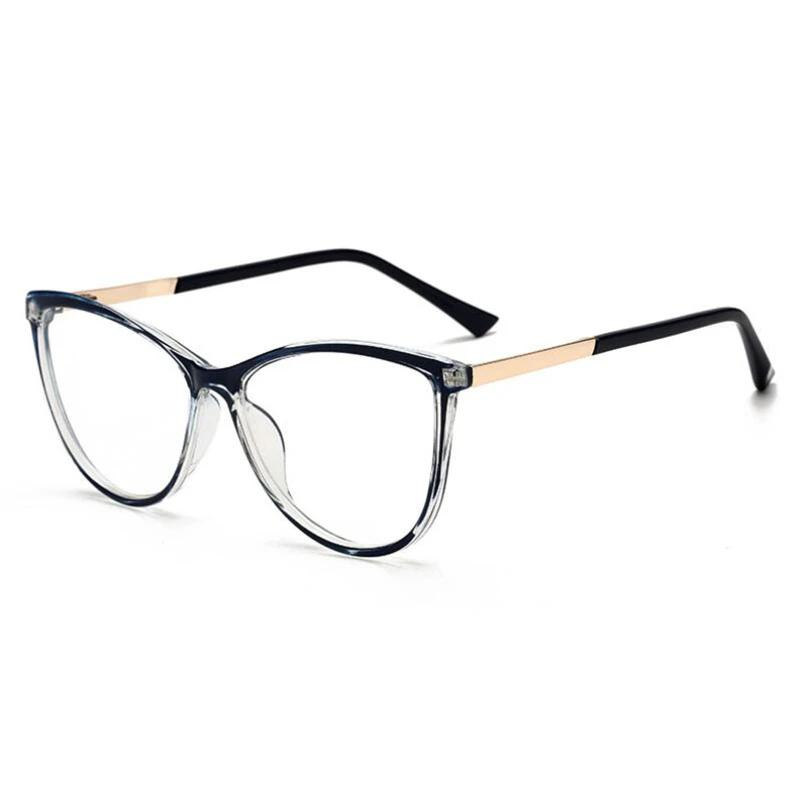 Blu-ray Blocking Cat Eye Multifocal Progressive Eyeglasses Photochromic Oval Optical Prescription Spectacle for Women Men