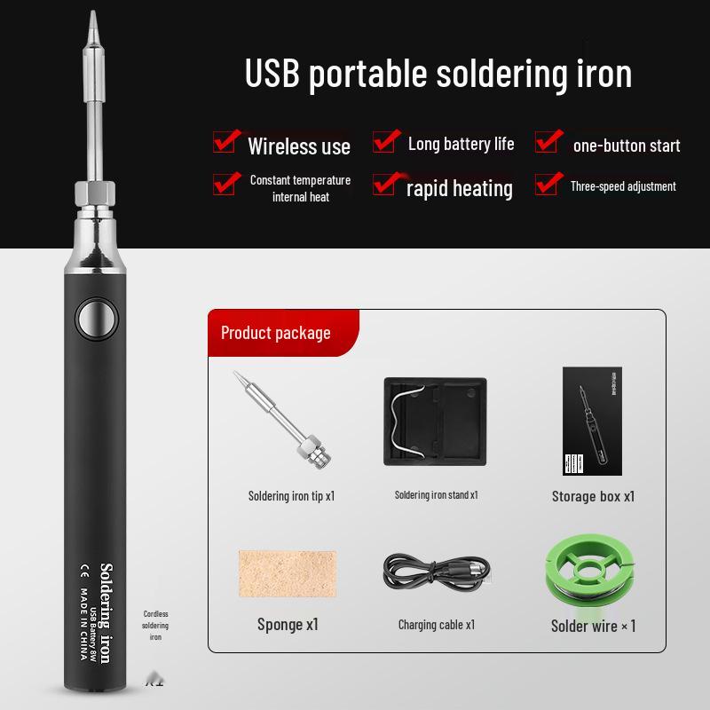 8W USB Portable Wireless Soldering Iron Pen - Electric Spot Welding Tool for Household Use