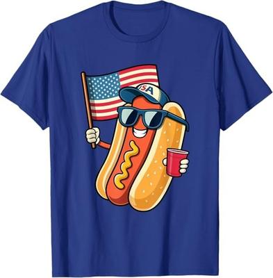 4th of July Hotdog Funny Fourth of July Patriotic USA Flag T-Shirt