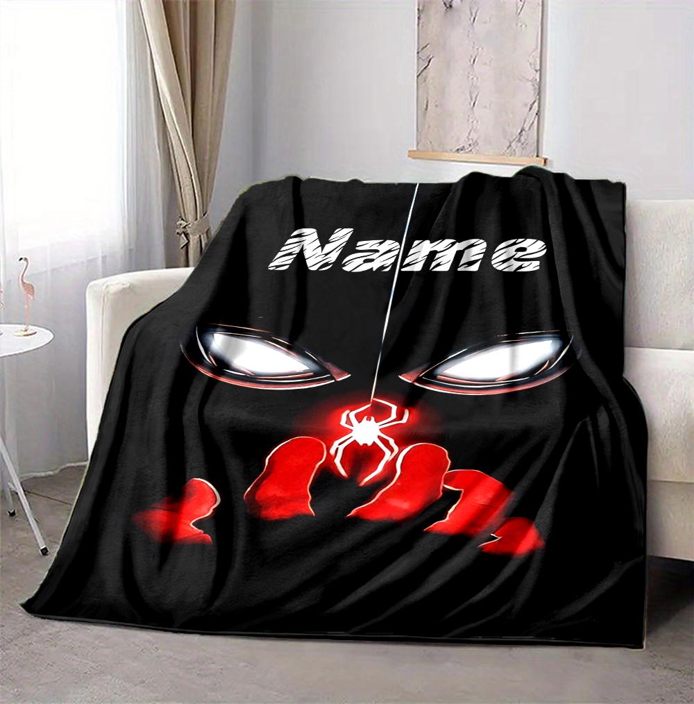 Custom Name Spider-Man Mask Flannel Blanket Throw Blanket Soft Warm Sofa Bed Decor Unique Gift