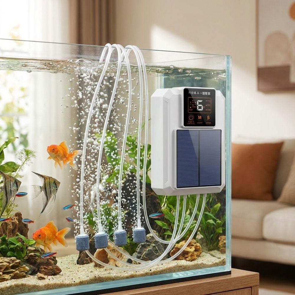 Large Air Volume Solar Oxygen Pump Super Silent Aquarium Air Pump Live Fish Aerator