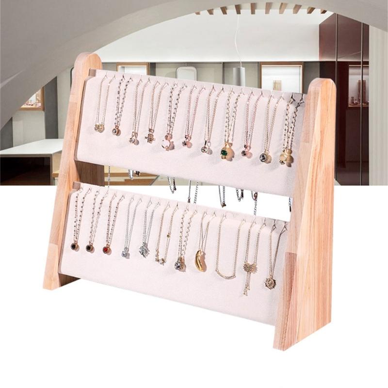 Practical Sturdy Solid Wood Necklace Bracelet Holder Vertical Jewelry Storage Rack for Artistics Craft Supplies