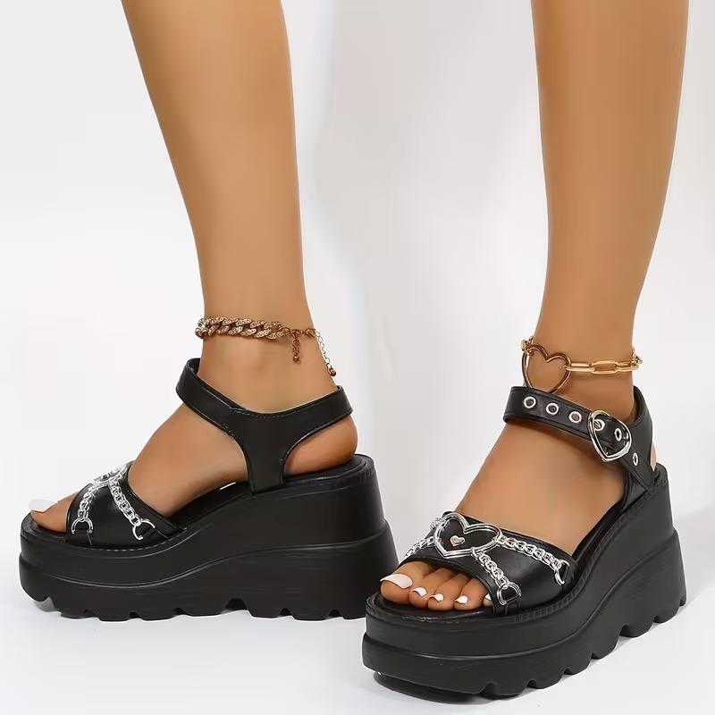 Summer Platform Women Sandals Gothic Lolita Kawaii Girls Luxury Trend Punk Casual Beach Wedges Heel Pink Black Fashion 2026 New