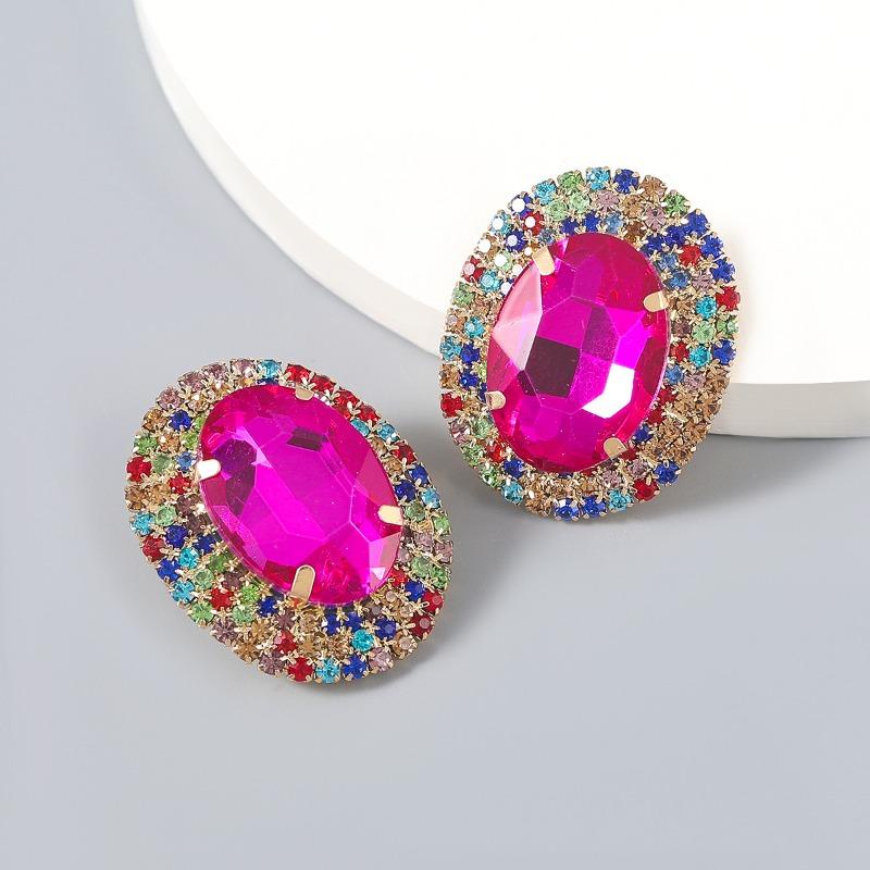 Exaggerated Claw Chain Oval Ultra-bright Earrings and Stud Earrings