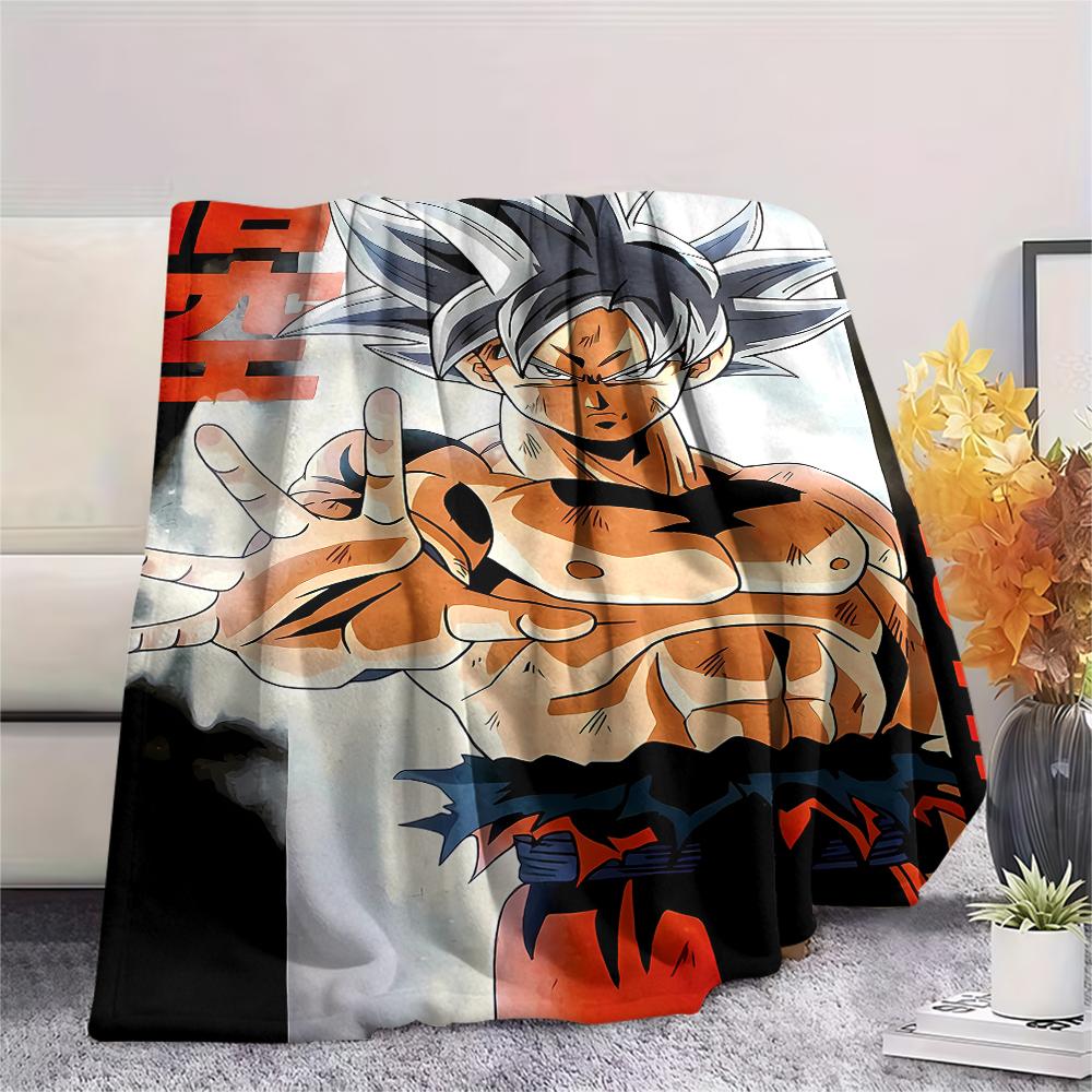 Flanelová deka s potiskem postav z Dragon Ball, Vysoce kvalitní, Pohodlná pro všechna roční období, Domácí dekorace, Teplo a pohodlí, Perfektní jako vánoční dárky