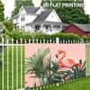 Boho Flamingo Tapestry, Lush Tropical Greenery with Pink Flamingo, Minimalist and Vibrant Wall Art