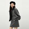 Autumn Water Lady Women's Houndstooth Color-Block Lapel Jacket