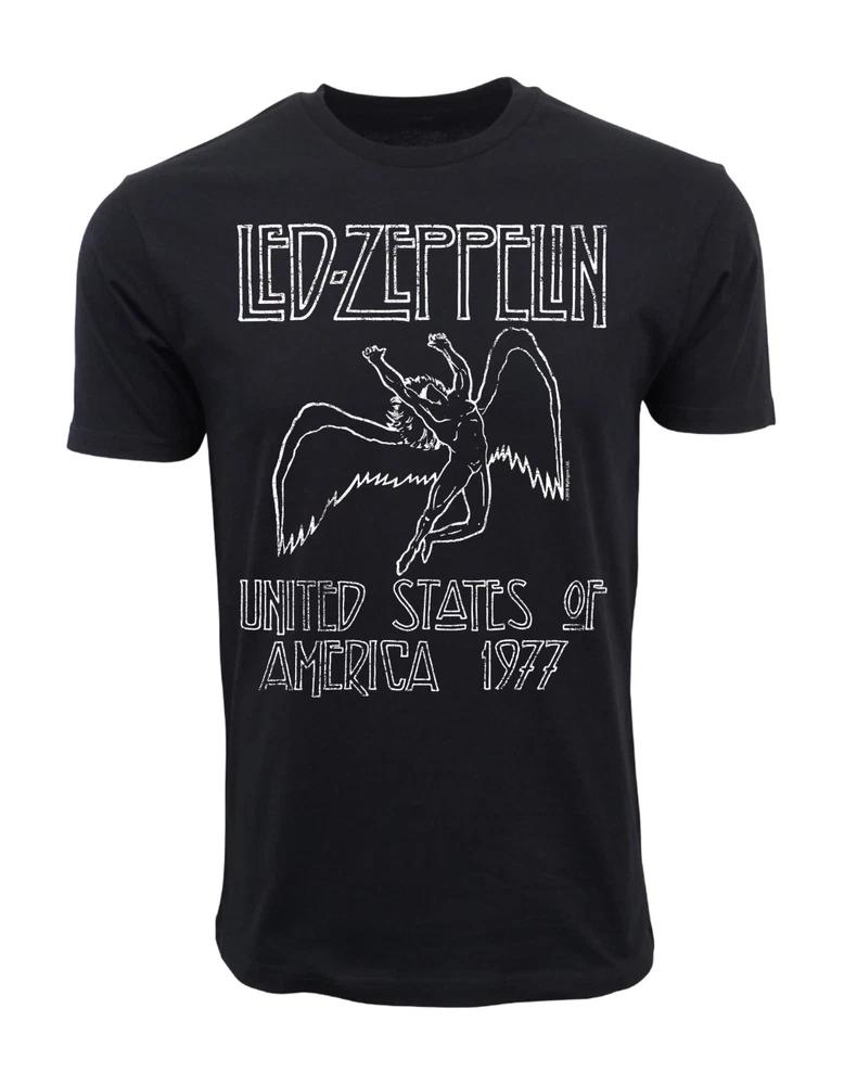 Led Zeppelin Unisex Maglietta con Logo Distress Originale e Autentico Licenza 1977