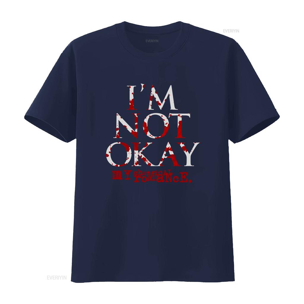 My Chemical Romance Im Not Okay Black T Shirt Gothic Rock Band Print Perfect for Fans vintage Washed Breathable Versatile